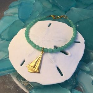 Handmade Czech glass and boat bracelet